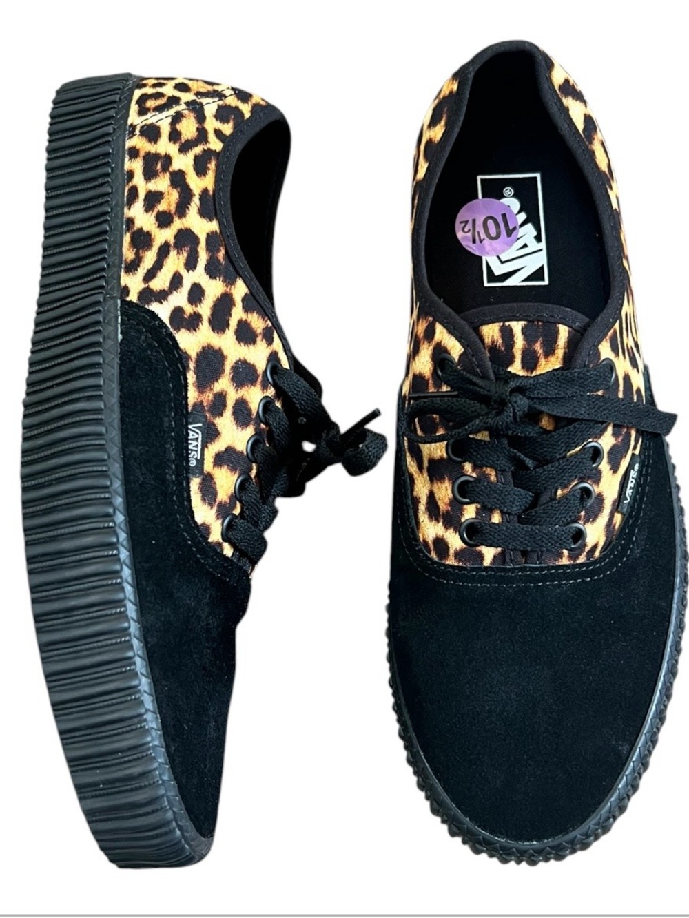 UNISEX VANS LEOPARD PRINT BLACK SUEDE LOW TOP